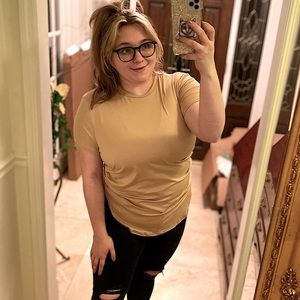 Charlotte Russe NWT tan camel soft high neck tee